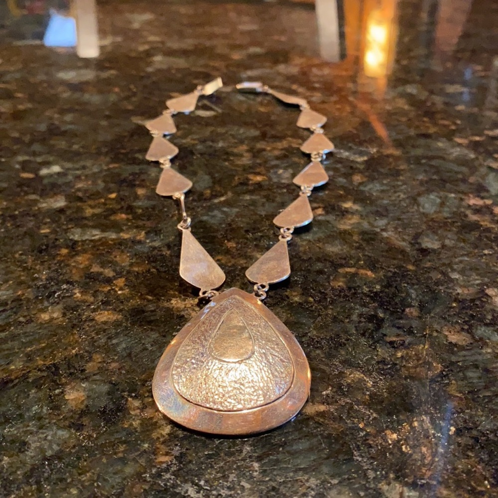 Sterling Silver Large Solid Sculpted Statement Ne… - image 7